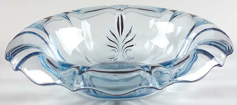 Baroque Blue 11" Rolled Edge Bowl (Baroque Shape) by Fostoria-1