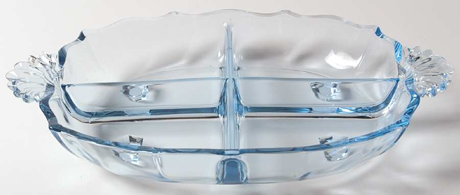 Baroque Blue 4 Part Handled Relish (Baroque Shape) by Fostoria-1
