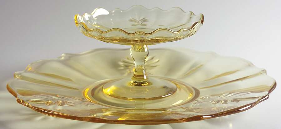 Baroque Topaz Cheese & Cracker Set (Baroque Shape) by Fostoria-1
