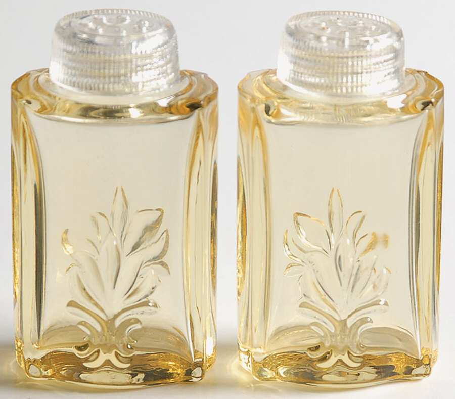 Baroque Topaz Shaker Set with Glass Lids (Baroque Shape) by Fostoria-1