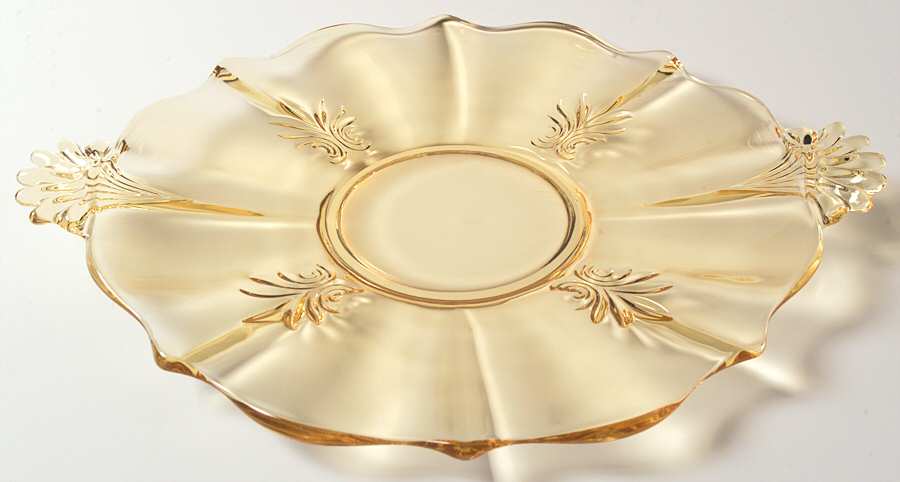 Baroque Topaz Handled Cake Plate (Baroque Shape) by Fostoria-1