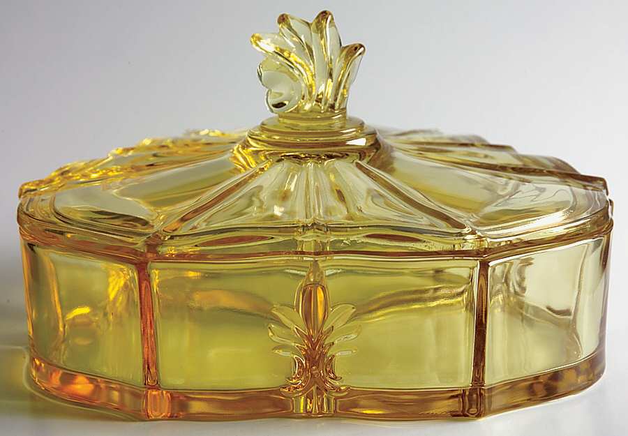Baroque Topaz 3 Part Candy Box & Lid by Fostoria-1