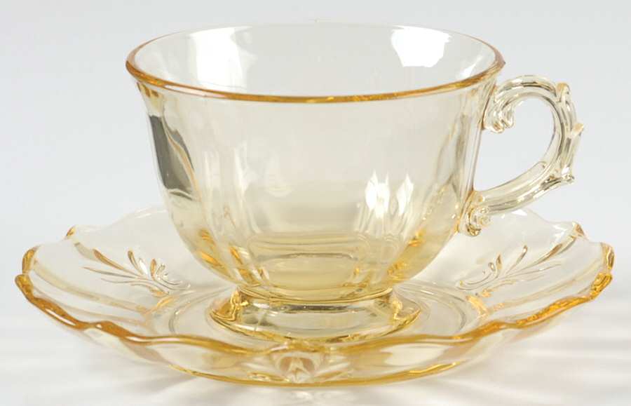 Baroque Topaz Footed Cup & Saucer (Baroque Shape) by Fostoria-1