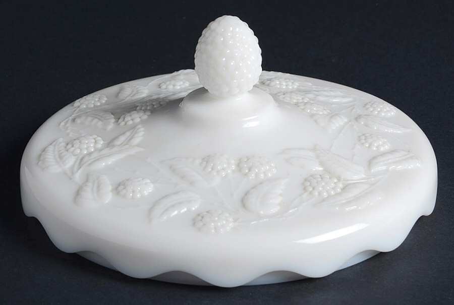 Berry Milk Glass Lid for Candy Dish by Fostoria-1