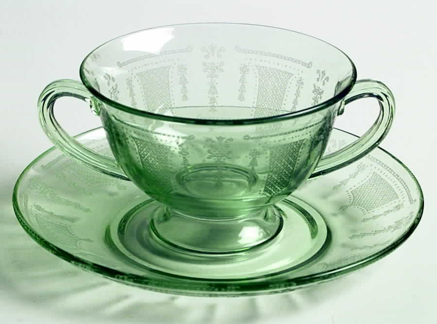 Beverly Green Bouillon Cup & Saucer Set by Fostoria-1