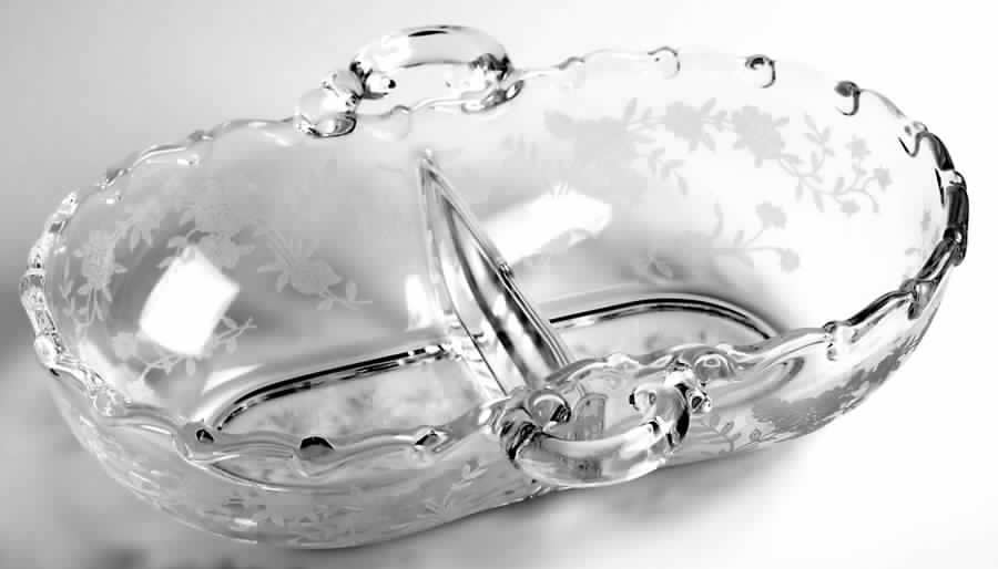 Bouquet (Stem 6033, Etch 342) 7" Oval 2 Part Relish by Fostoria-1