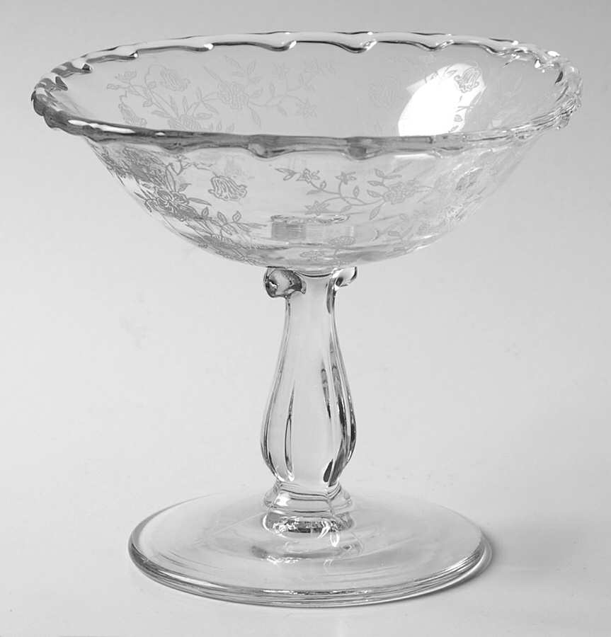 Bouquet (Stem 6033, Etch 342) Round Compote (Height X Width) by Fostoria-1