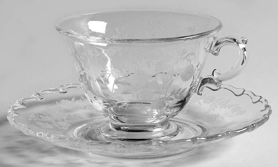 Bouquet (Stem 6033, Etch 342) Cup & Saucer Set by Fostoria-1