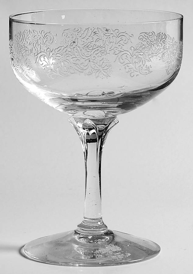 Brocade (No Gold, Etched, Newer) Champagne/Tall Sherbet by Fostoria-1
