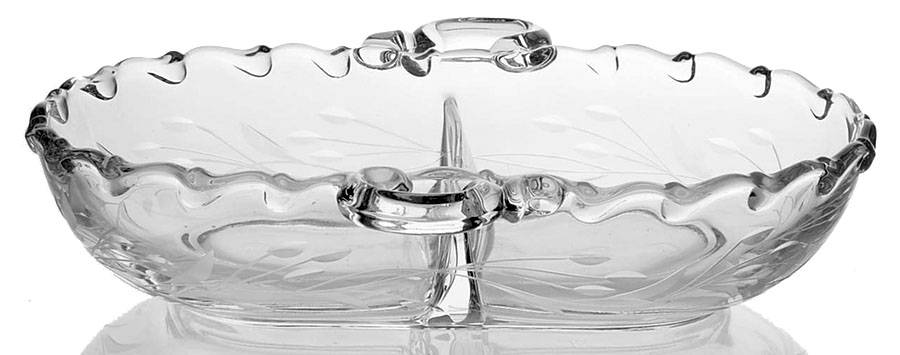 Bridal Wreath (Stem 6049) 7" Oval 2 Part Relish by Fostoria-1