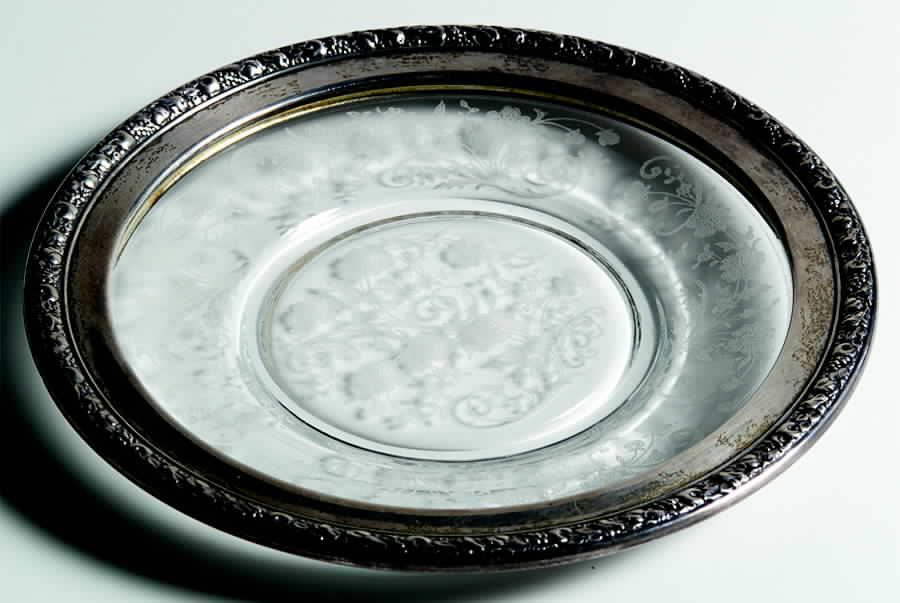Buttercup Cheese Plate with Sterling Rim by Fostoria-1
