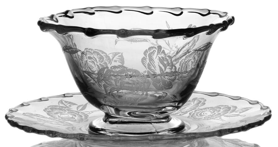 Camellia Mayonnaise Bowl and Underplate by Fostoria-1