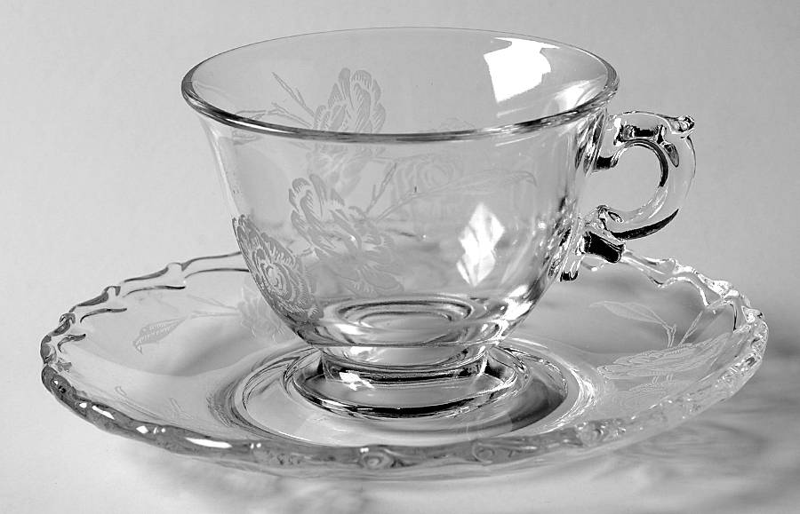 Camellia Footed Cup & Saucer Set by Fostoria-1