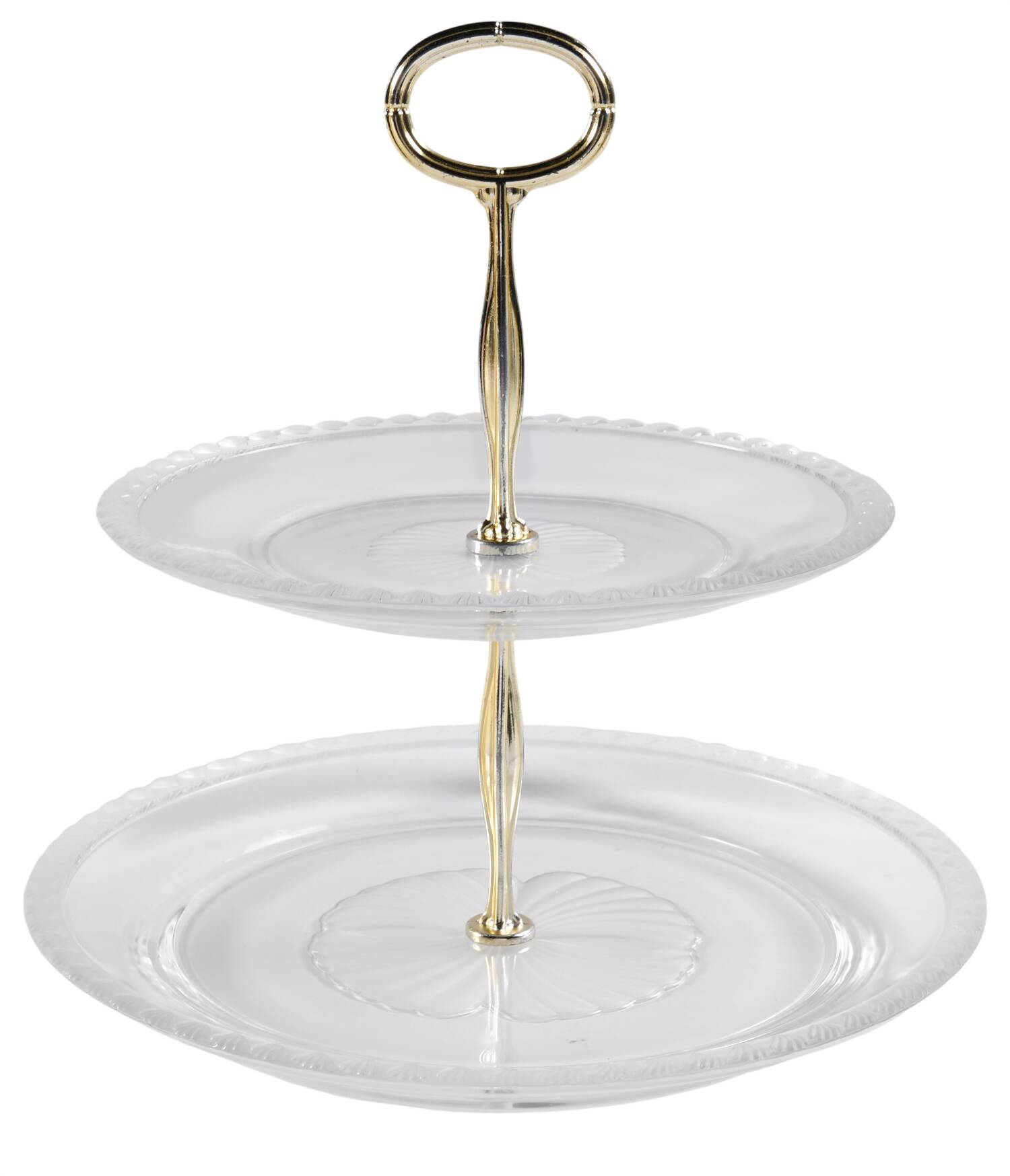 Captiva Clear (Frosted Shell) 2 Tier Serving Tray HC by Fostoria-1