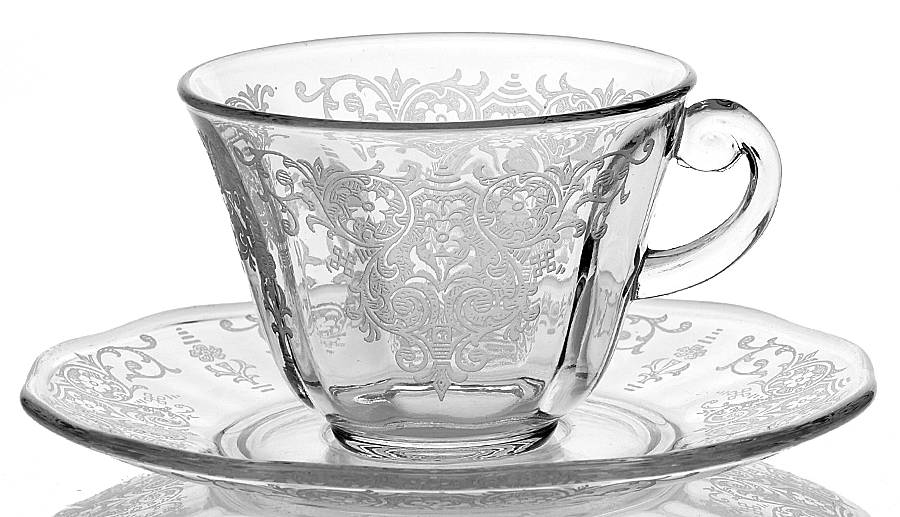 Chateau (6008, Etch #315) Cup & Saucer Set by Fostoria-1