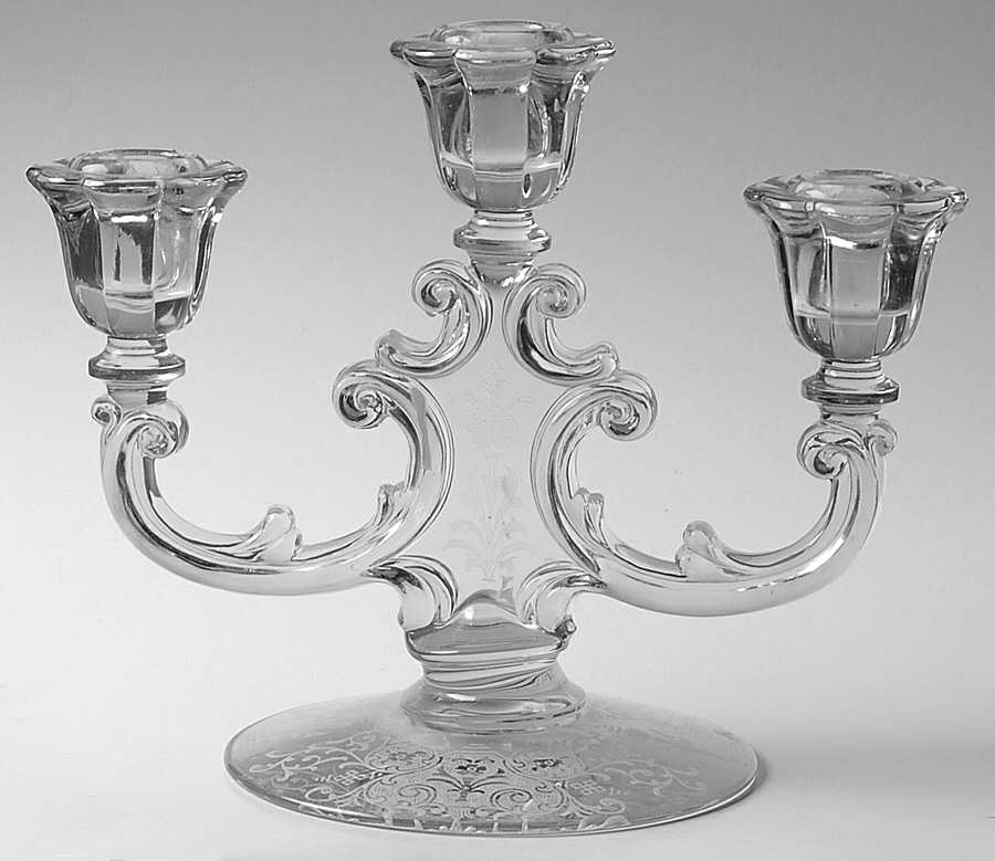 Chateau (6008, Etch #315) 3 Light Candlestick by Fostoria-1