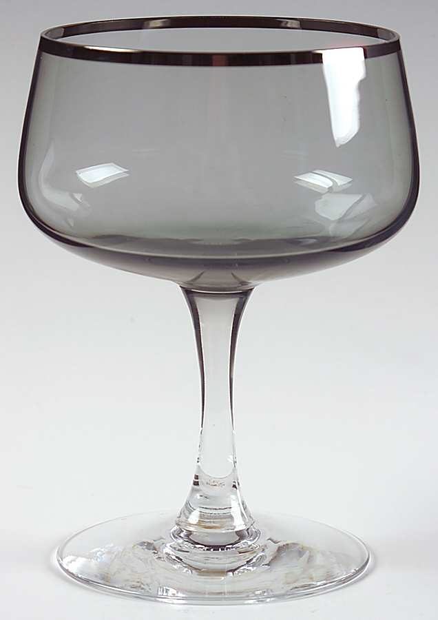 Cherish (Gray Bowl, Platinum Trim) Champagne/Tall Sherbet by Fostoria-1