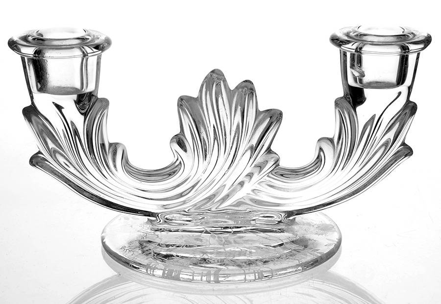 Chintz (Etched) Double Candlestick (Baroque Shape) by Fostoria-1
