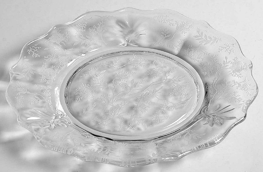 Chintz (Etched) Bread & Butter Plate (Baroque Shape) by Fostoria-1