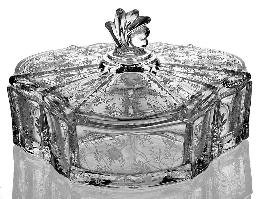 Chintz (Etched) 3 Part Candy Box & Lid by Fostoria-1