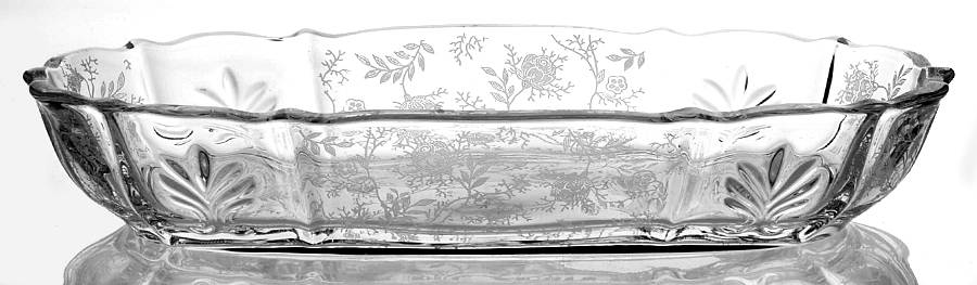 Chintz (Etched) 11" Oval Celery (Baroque Shape) by Fostoria-1