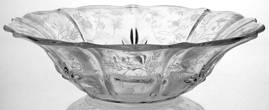 Chintz (Etched) 11" Flared Bowl (Baroque Shape) by Fostoria-1