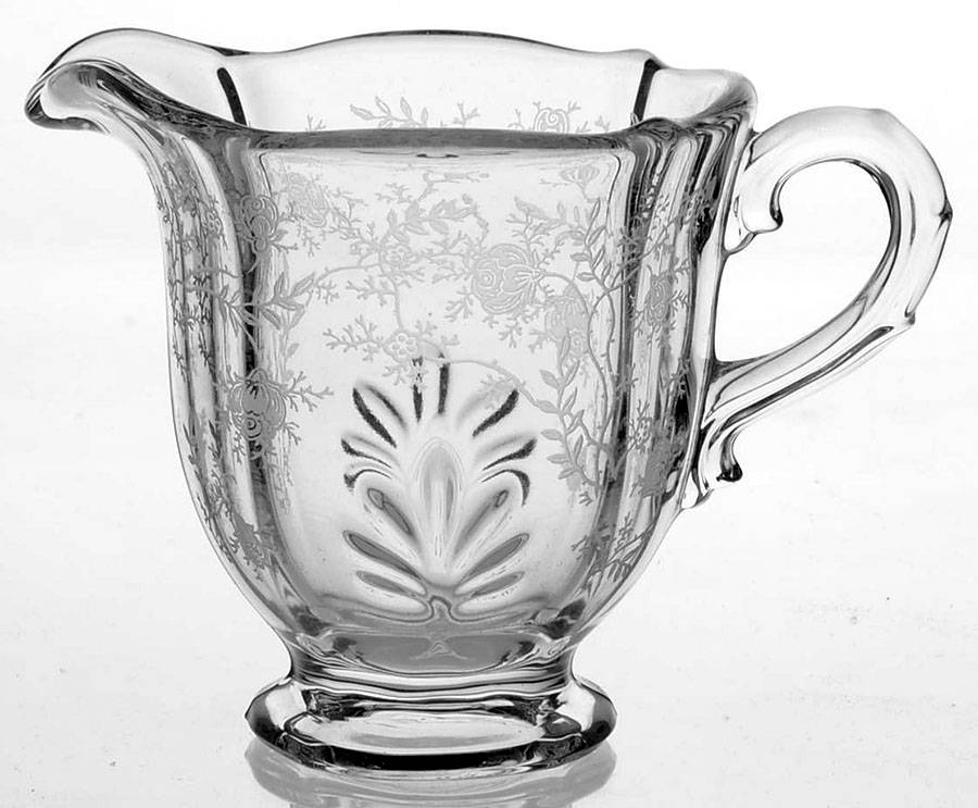 Chintz (Etched) Individual Footed Creamer (Baroque Shape) by Fostoria-1