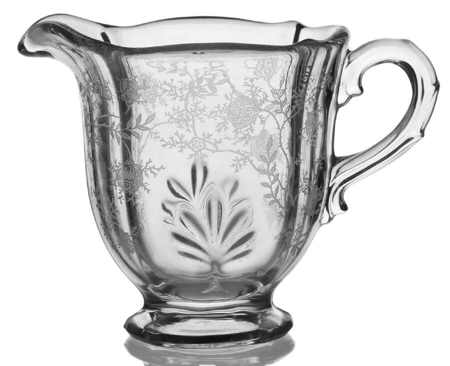 Chintz (Etched) Footed Creamer (Baroque Shape) by Fostoria-1