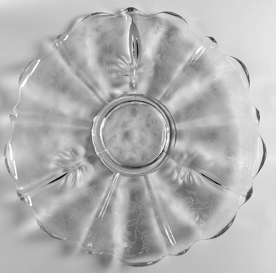 Chintz (Etched) 14" Torte Plate (Baroque Shape) by Fostoria-1
