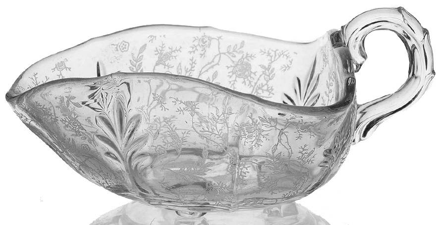 Chintz (Etched) 1 Handle Triangular Nappy (Baroque Shape) by Fostoria-1