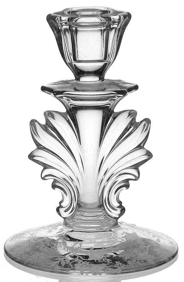 Chintz (Etched) 5" Candlestick (Baroque Shape) by Fostoria-1