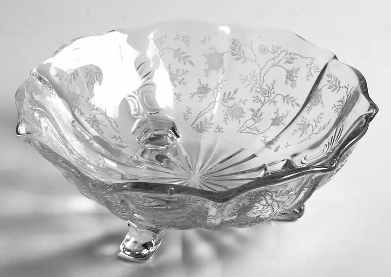 Chintz (Etched) 7" Three-Toed Bon Bon (Baroque Shape) by Fostoria-1