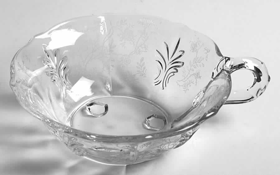 Chintz (Etched) 1 Handle  Flared Nappy (Baroque Shape) by Fostoria-1