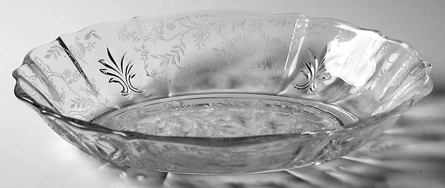 Chintz (Etched) 9" Oval Vegetable Bowl (Baroque Shape) by Fostoria-1