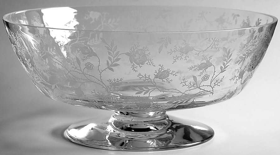 Chintz (Etched) 9" Footed Bowl by Fostoria-1