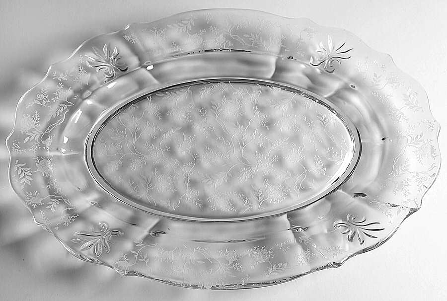 Chintz (Etched) 12" Oval Platter (Baroque Shape) by Fostoria-1