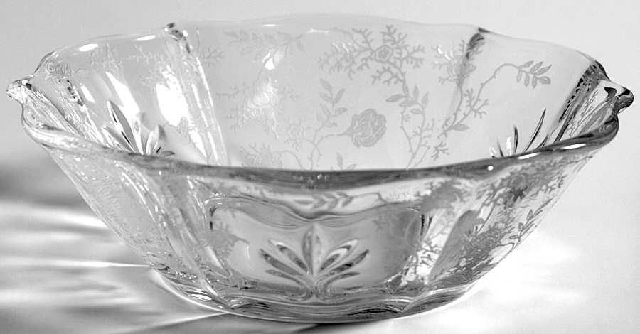 Chintz (Etched) Small Fruit/Sauce Bowl (Baroque Shape) by Fostoria-1