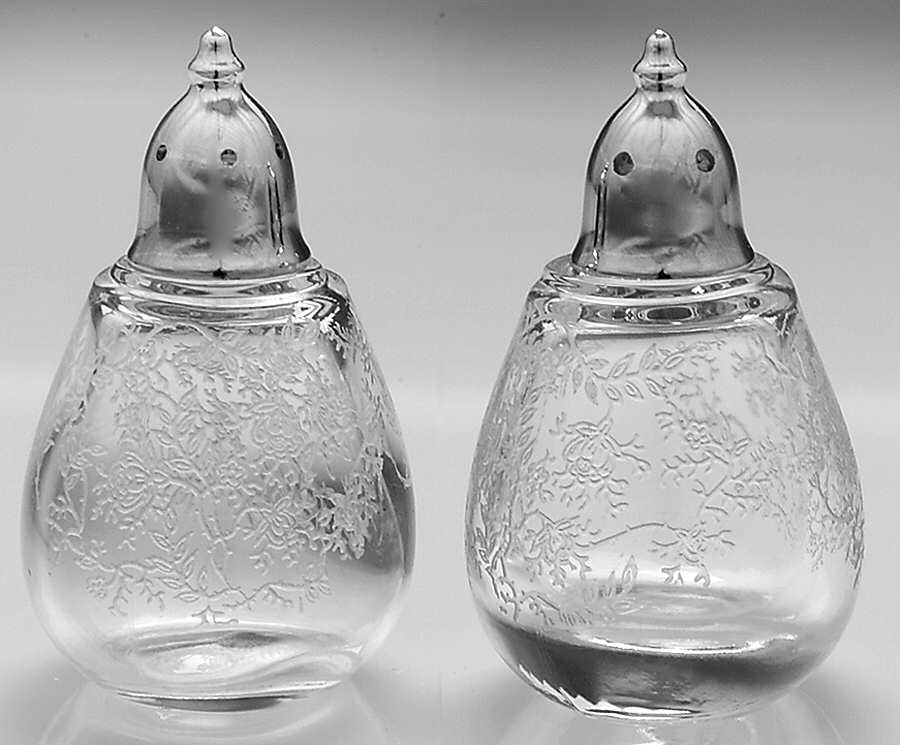 Chintz (Etched) Mini Shaker Set with Metal Lids by Fostoria-1