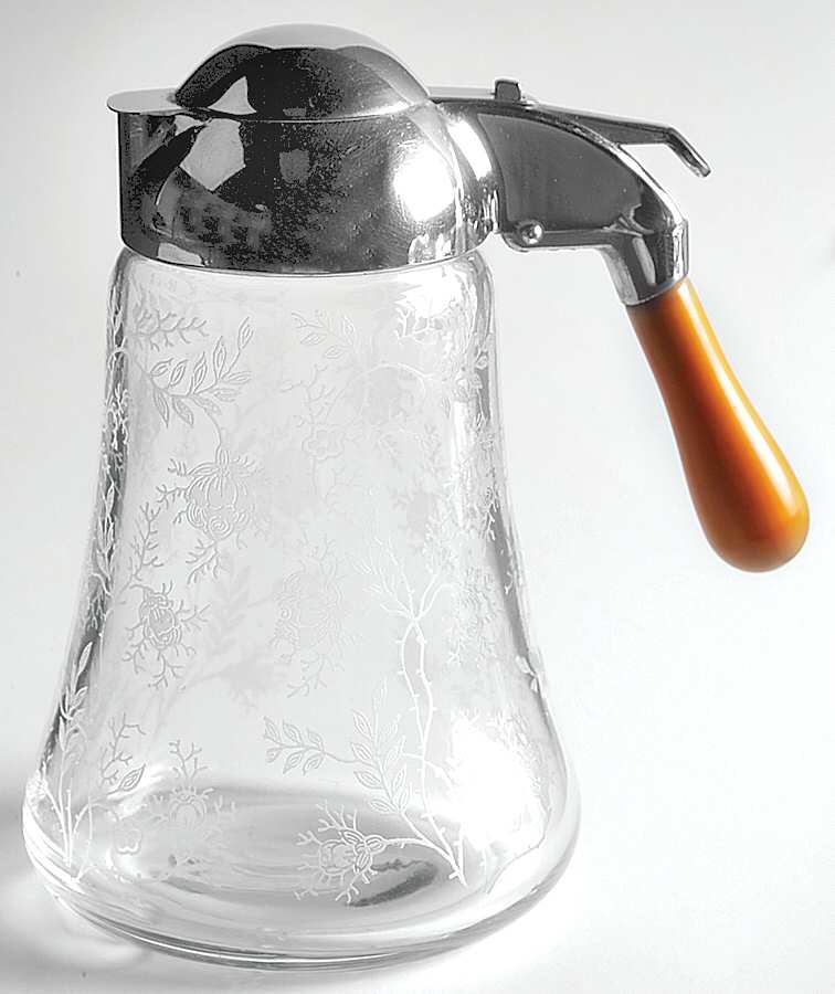 Chintz (Etched) Syrup with Metal Drip Cut Lid by Fostoria-1