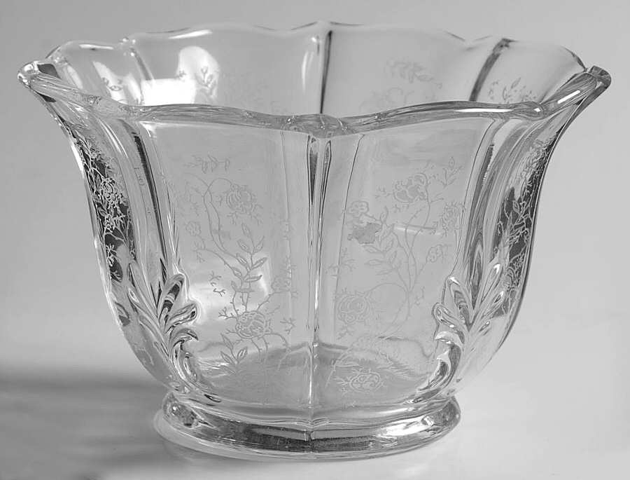 Chintz (Etched) Mayonnaise Bowl (Baroque Shape) by Fostoria-1