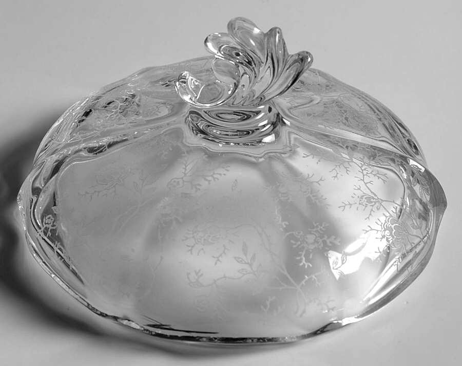 Chintz (Etched) Lid for Footed Jelly (Baroque Shape) by Fostoria-1