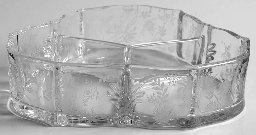 Chintz (Etched) Baroque 3 Part Candy Box No Lid by Fostoria-1