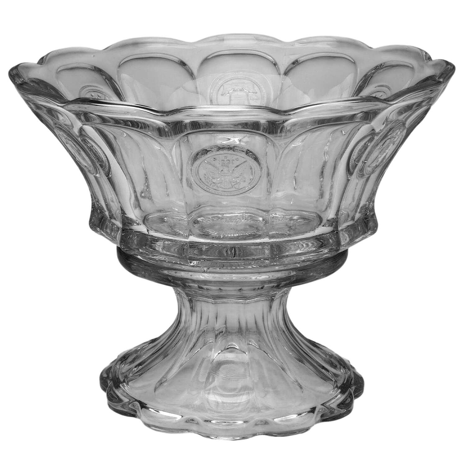 Coin Glass Clear Punch Bowl with Stand by Fostoria-1