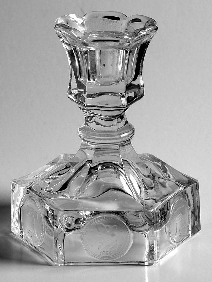 Coin Glass Clear Single Light Candlestick by Fostoria-1