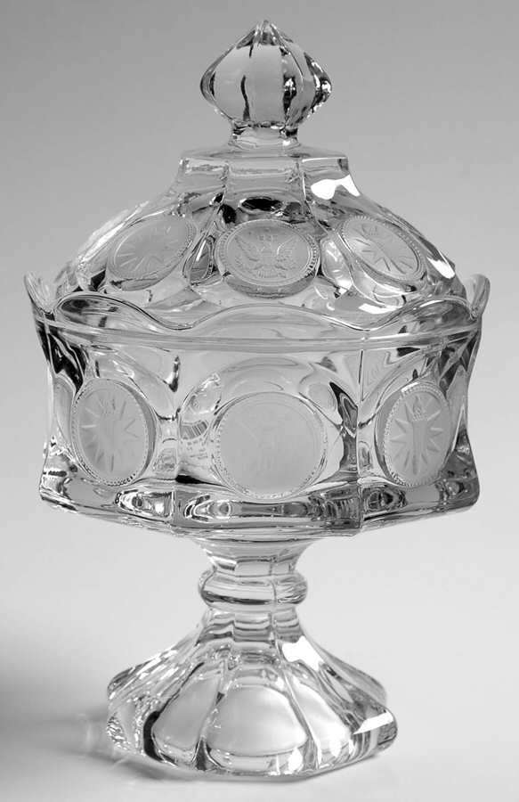 Coin Glass Clear Wedding Bowl with Lid by Fostoria-1