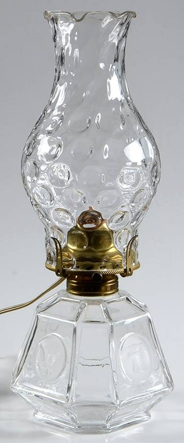 Coin Glass Clear Electric Coach Lamp with Globe by Fostoria-1