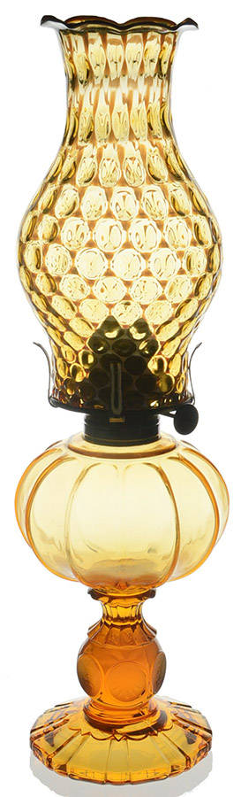 Coin Glass Amber Oil Patio Lamp with Globe by Fostoria-1