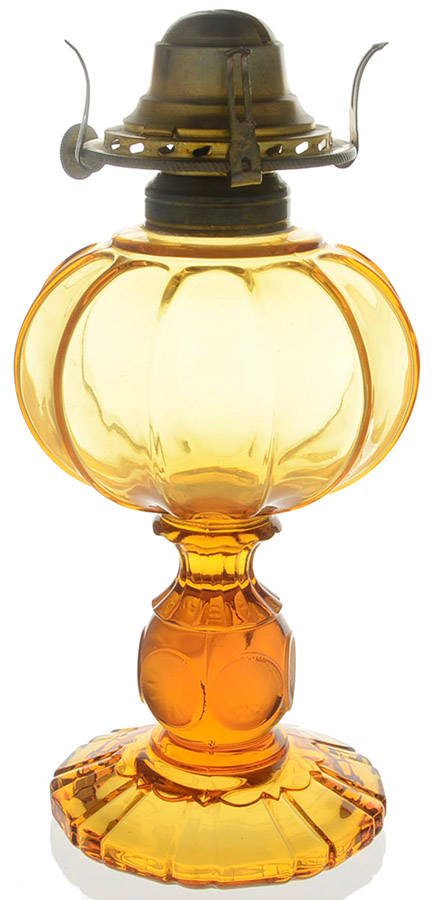 Coin Glass Amber Oil Patio Lamp, Base Only by Fostoria-1