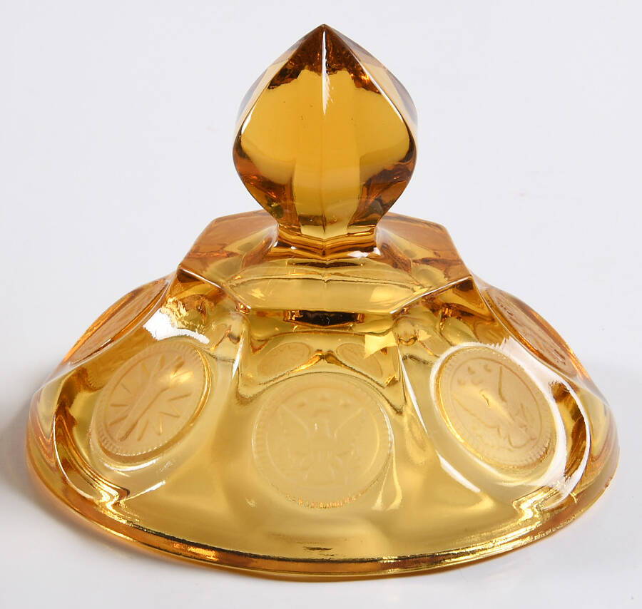 Coin Glass Amber Lid for Candy Dish by Fostoria-1