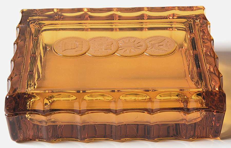 Coin Glass Amber Cigarette Box & Lid by Fostoria-1